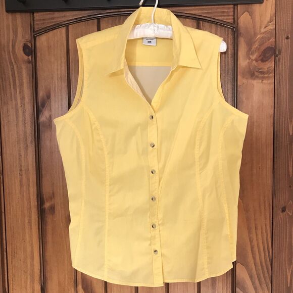 VTG Columbia Womens Size XL Yellow Sleeveless Button Up Shirt Top Tank Outdoor - Picture 3 of 9